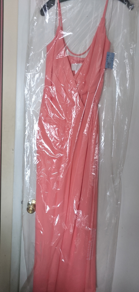 Georgette vneck wrap long bridal dress